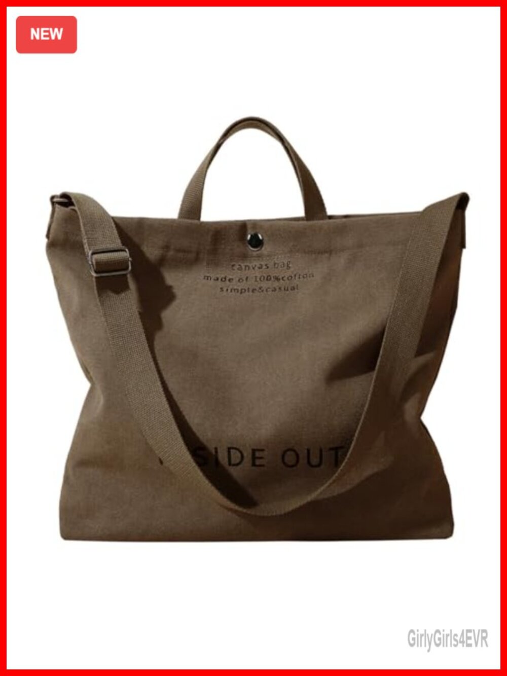 Canvas Tote Bag Large Shoulder Work Crossbody Handbag